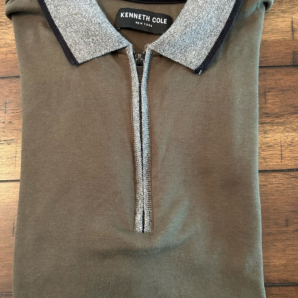 Kenneth Cole Men's Olive Zip-Up Sweater